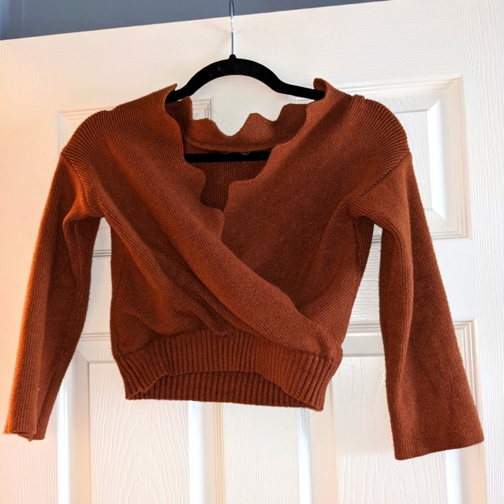 Off the shoulder cropped sweater